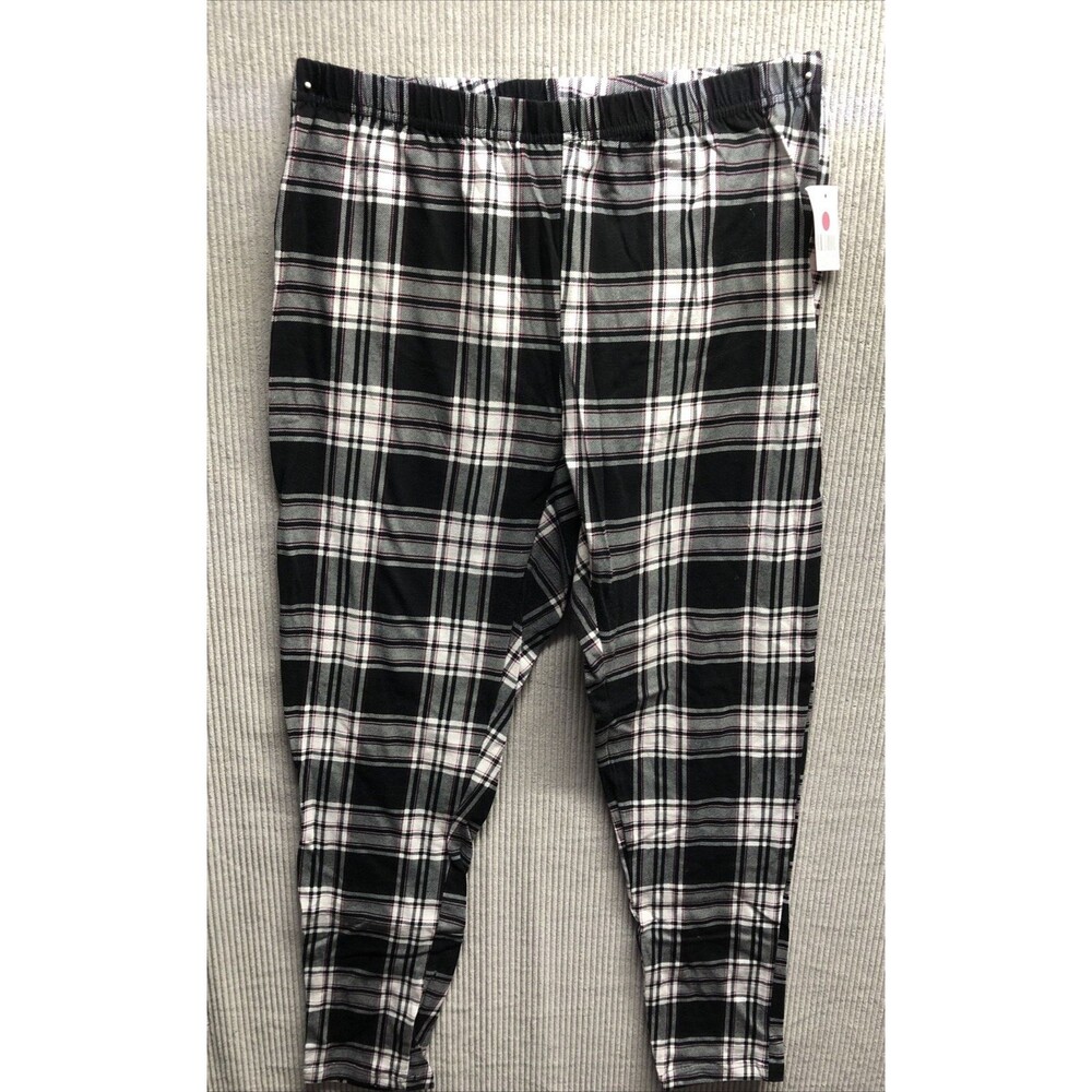 Mix & Co Legging Size 1X Plaid Black White NWT